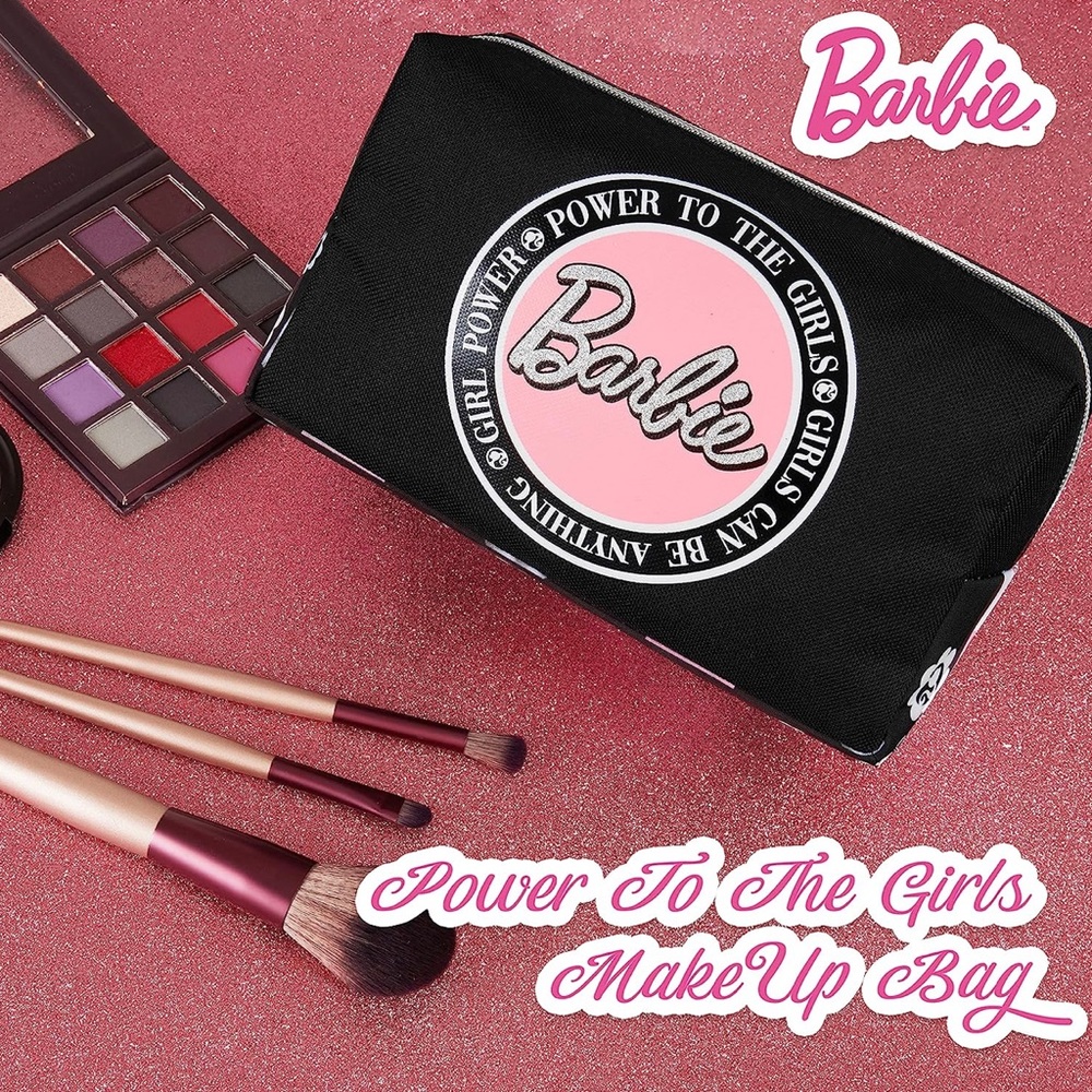 💖NWT Barbie Makeup Bag for Women Teens Girls Black/Pink💖RARE!!!